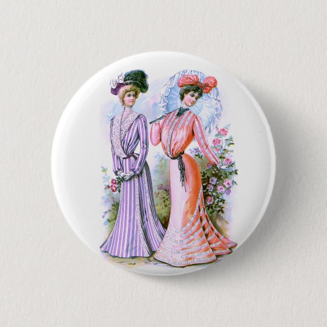 1900s Fashion Dresses 2 Inch Round Button (Front)