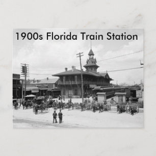 "1900s Florida Train Station" Postcard