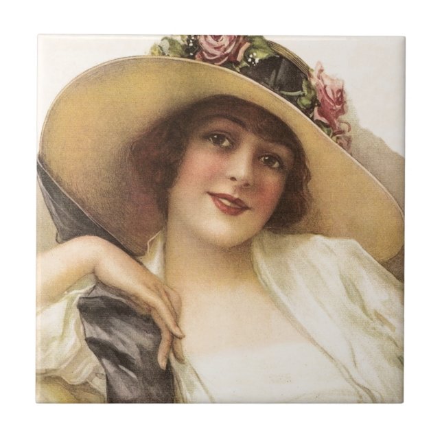 1900's Vintage Victorian Woman Tile (Front)