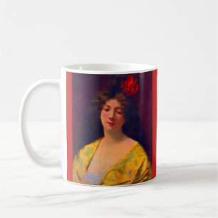 1901 beautiful lady wearing a shawl print coffee mug