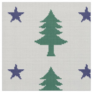 1901 Maine Flag Faux Cross Stitch Fabric