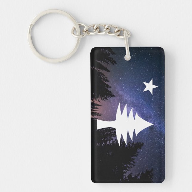 1901 Maine Flag - Starry Night Edition Keychain (Front)
