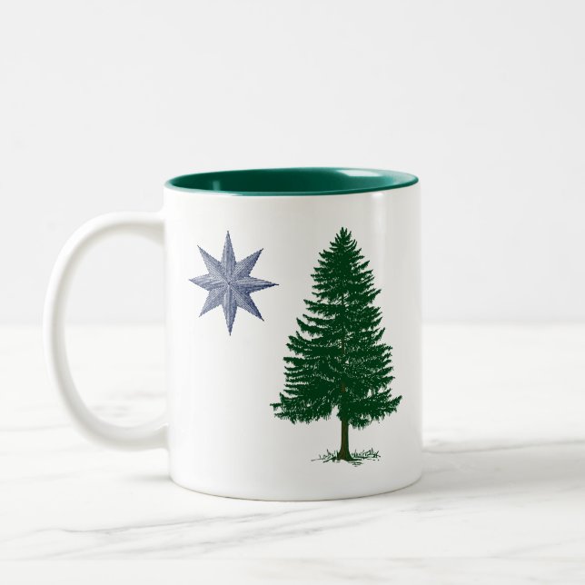 1901 Maine Flag - Vintage Style Two-Tone Coffee Mug (Left)