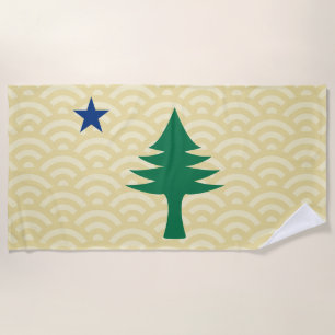 1901 Maine Flag - Wavy Style Beach Towel