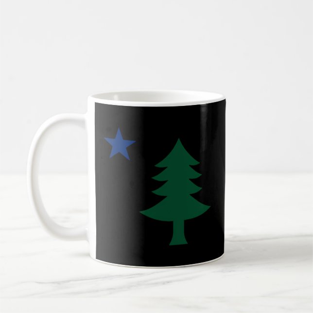 1901 Old First Flag Of Maine Pine Tree And Star Coffee Mug (Left)