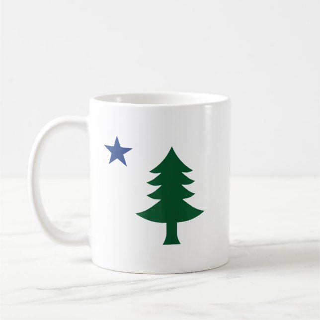 1901 Old First Flag of Maine Pine Tree and Star Ta Coffee Mug (Left)