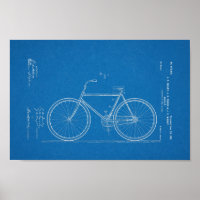 1901 Vintage Bicycle Patent Blueprint Art Print