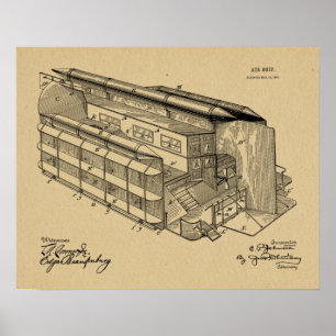 1903 Flying AirShip Patent Art Drawing Print