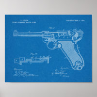 1904 Luger Gun Patent Art Drawing Print