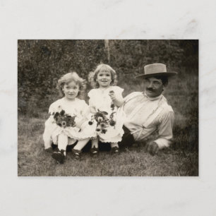 1905 A father and his daughters Postcard