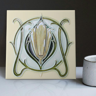 1905 Art Nouveau Gibbons UK Floral Tile