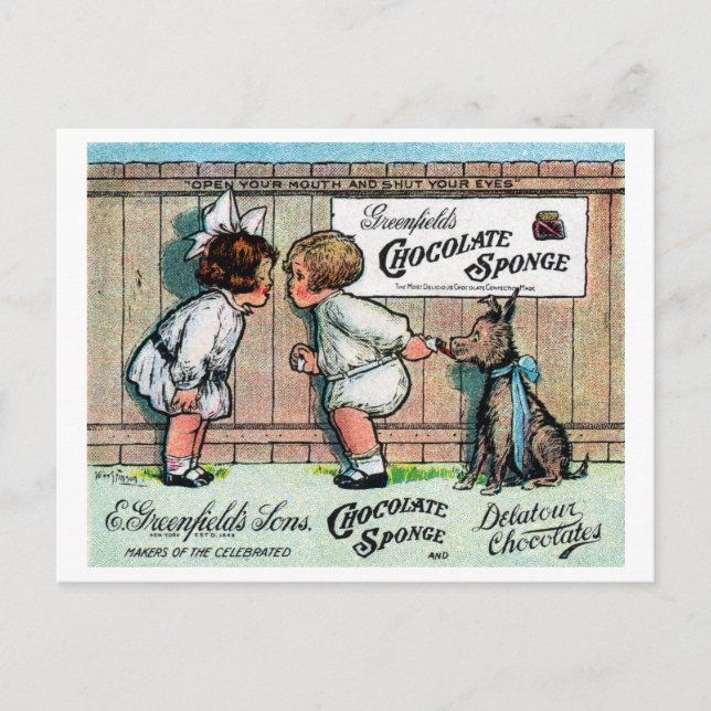 1905 Chocolate Candy Ad Postcard (Front)