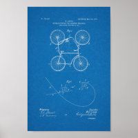 1905 Vintage Double Bicycle Patent Blueprint Art
