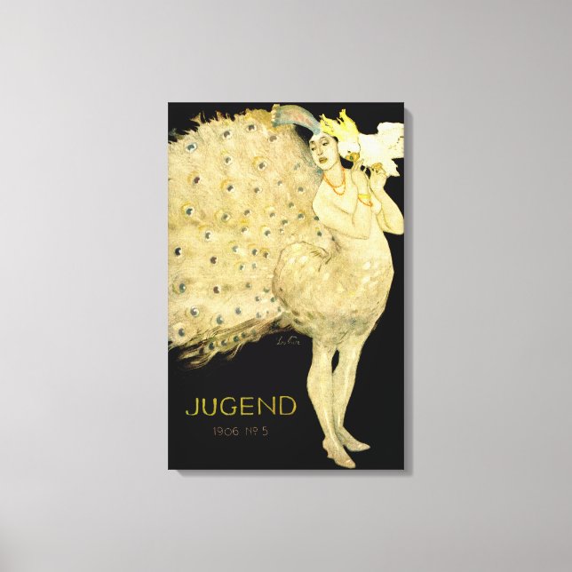 1906!!! ART NOUVEAU PEACOCK DANCER CANVAS PRINT (Front)