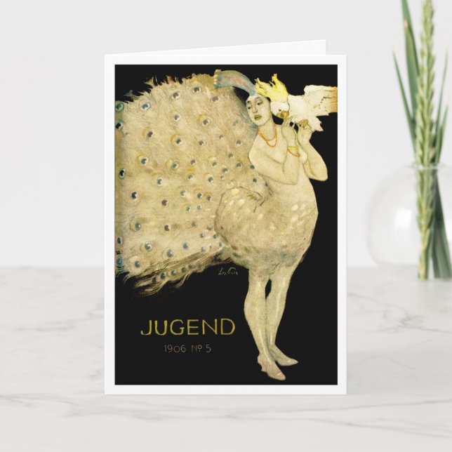 1906!!! "BIRDS OF A FEATHER" ART NOUVEAU GREETING CARD (Front)