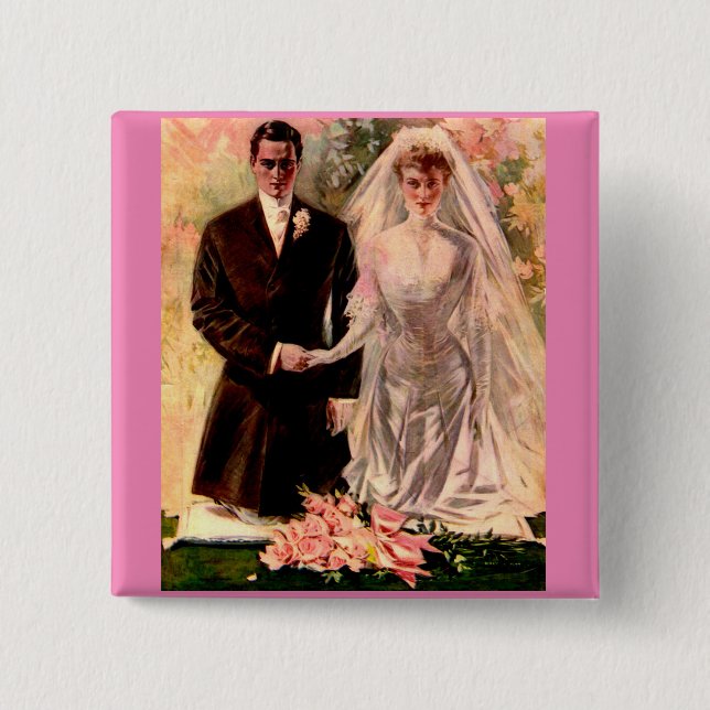 1906 Edwardian wedding 2 Inch Square Button (Front)