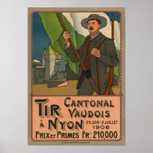 1906 Nyon Switzerland Tir Cantonal Vintage Poster