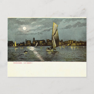 1906 Vintage Chicago at Night Postcard