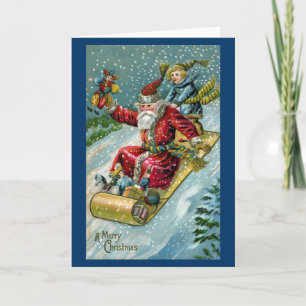 1907 Santa Claus on Toboggan Holiday Card