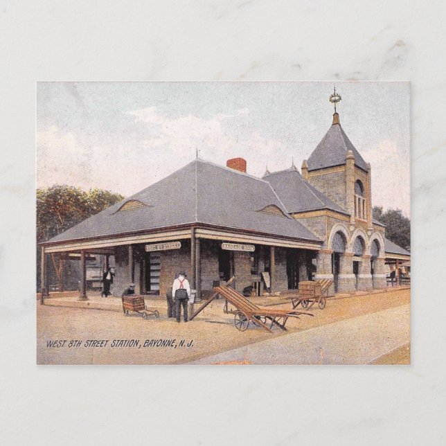 1907 Train Station, Bayonne, NJ Vintage Postcard (Front)