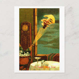 1908 Champagne New Year Holiday Postcard