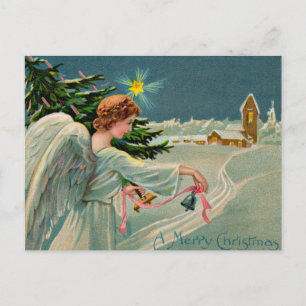 1908 Christmas angel A Merry Christmas Holiday Postcard