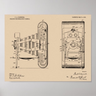 1908 Folding Camera Patent Art Drawing Print