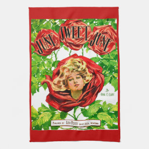 1908 June Sweet June sheet music cover print Kitchen Towel