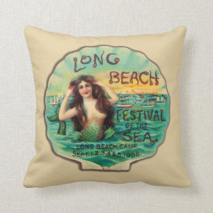 1908 Long Beach Festival of the Sea Throw Pillow