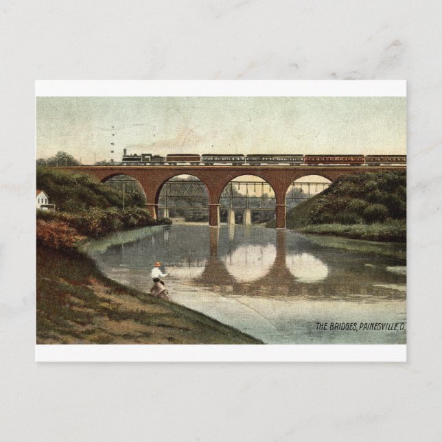 1908 The Bridges, Painesville, Ohio Vintage Postcard (Front)