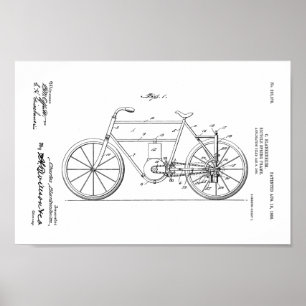 1908 Vintage Bicycle Frame Patent Art Print