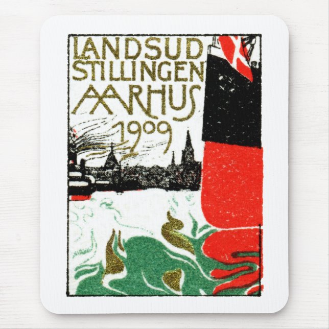 1909 Aarhus Denmark Exposition Poster Mouse Pad (Front)