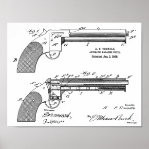 1909 Gun Auto Patent Art Drawing Print