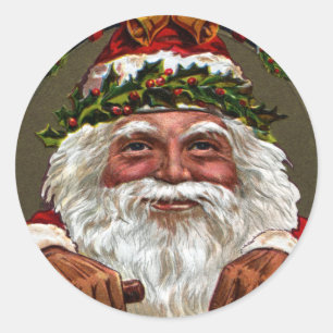 1909 Santa Claus Dangling Gifts Classic Round Sticker