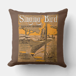 1909 Singing Bird sheet music print Throw Pillow