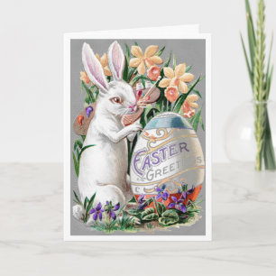 1909! "SPRING LIGHT" FRENCH BUNNY EASTER GREETING HOLIDAY CARD