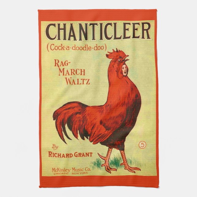 1910 Chanticleer sheet music print Kitchen Towel (Vertical)