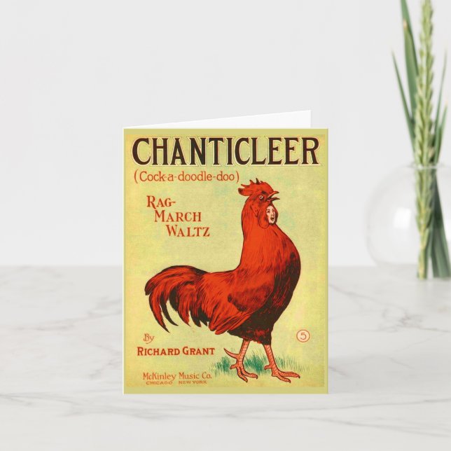 1910 Chanticleer sheet music print Note Card (Front)