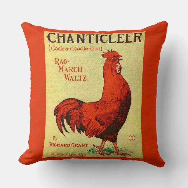 1910 Chanticleer sheet music print Throw Pillow (Front)