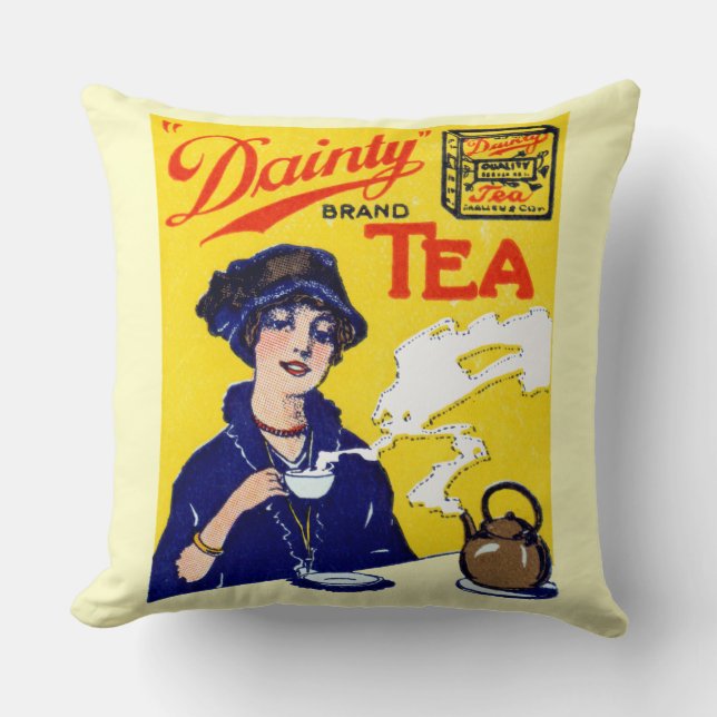 1910 Dainty Tea Throw Pillow (Front)