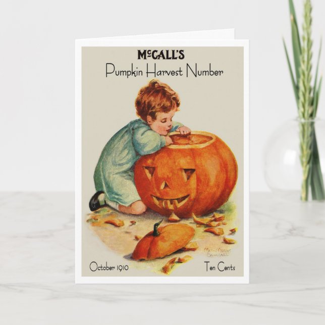 1910!!! "HALLOWEEN FACES & HAPPY HEARTS" GREETING CARD (Front)