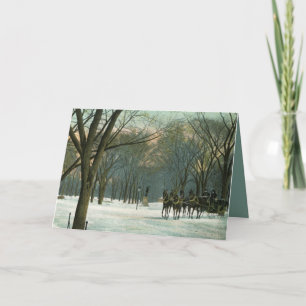 1910 holiday sleigh ride in Central Park, NY card