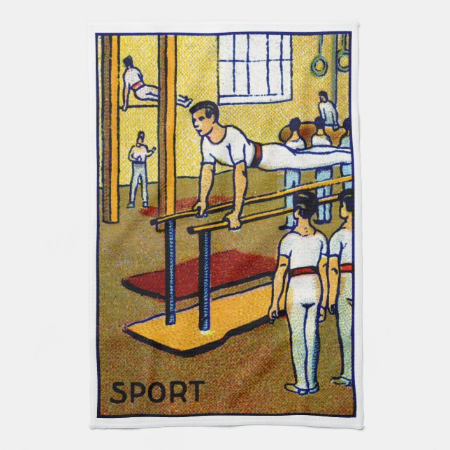 1910 Men's Gymnastics Kitchen Towel (Vertical)