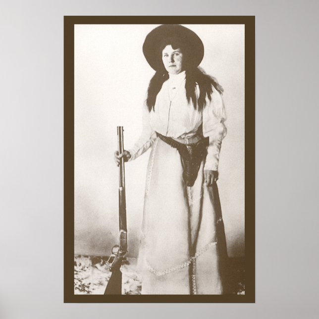 1910 Photo Portrait of a Cowgirl Holding a Rifle Poster (Front)