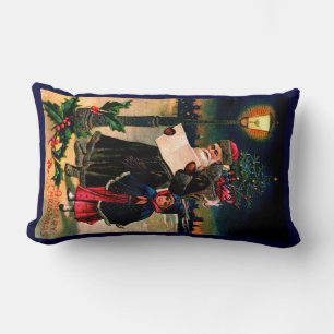 1910 Santa checking his list Lumbar Pillow