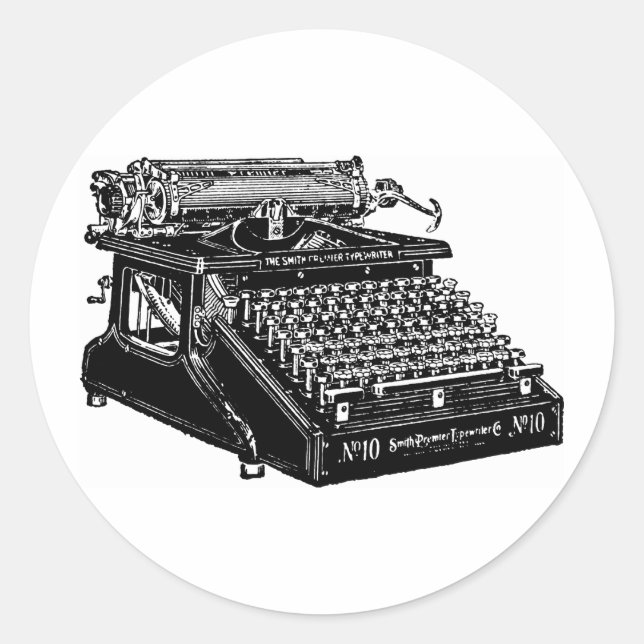 1910 Typewriter Classic Round Sticker (Front)