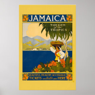 1910 Visit Jamaica Caribbean Vintage Style Travel Poster