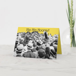 1910'S CROWD CHEERING PHOTO HIP HIP HOORAY! CARD