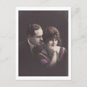 1910s Romantic Retro Couple Vintage Postcard