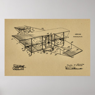 1911 Aeroplane Airplane Patent Art Drawing Print